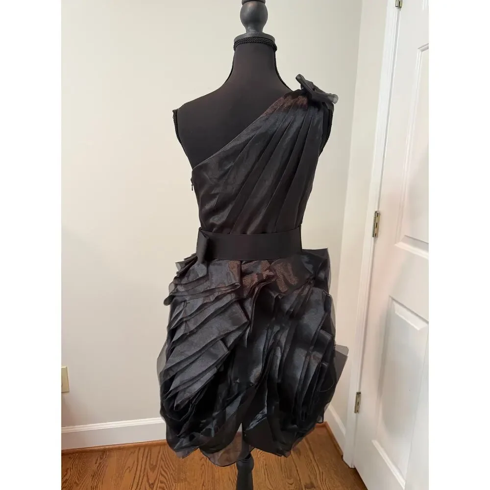 White by Vera Wang Black One Shoulder Cocktail Dress - Picture 5 of 8